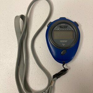 NEW Date/Time/Stopwatch w/Alarm - Blue Chronograph Stopwatch 1/100 Seconds